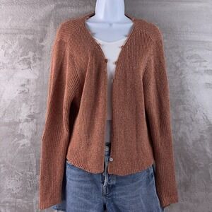Peruvian Connection Cardigan Womens Size XL Orange Pima Cotton Knit Sweater